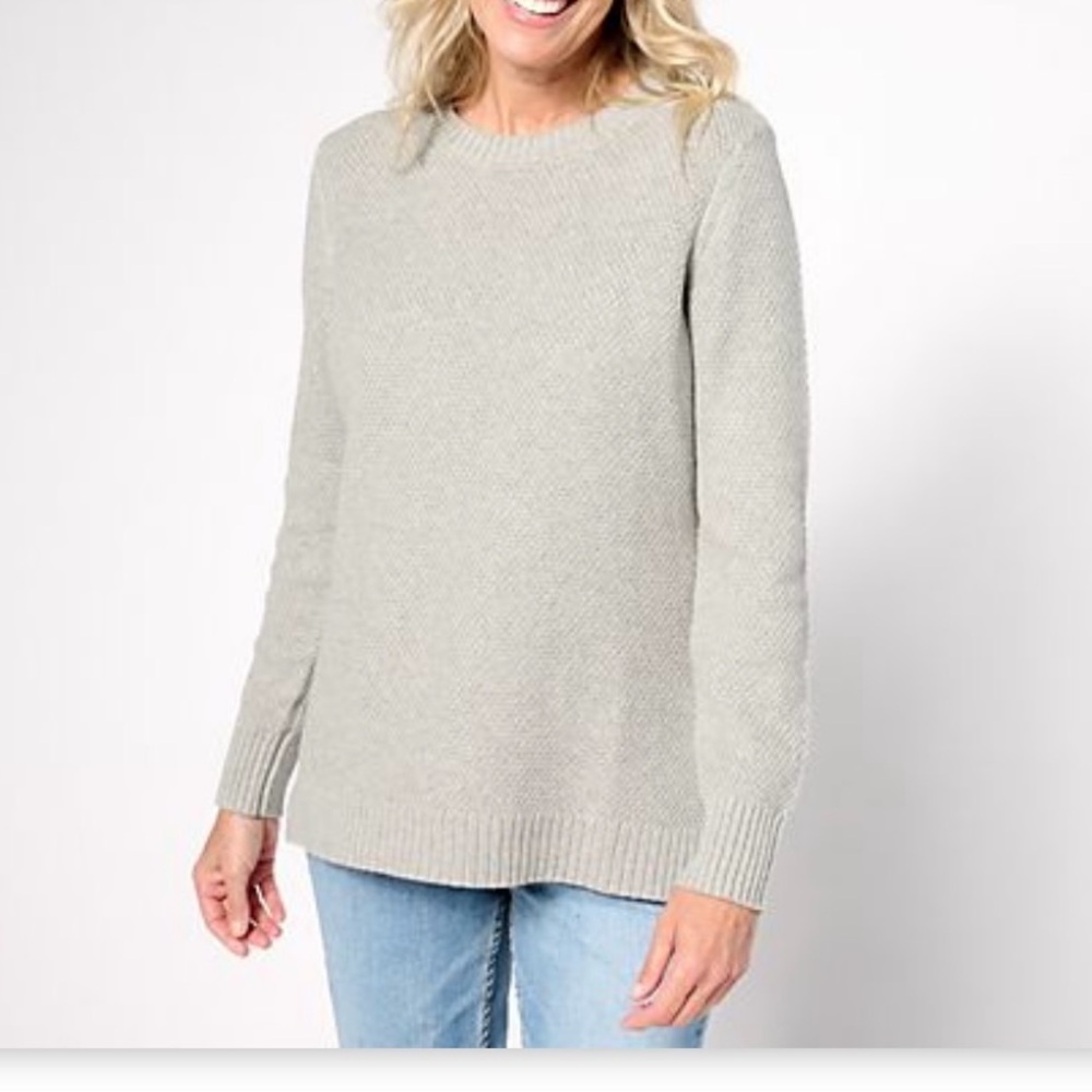 BLACK Denim&Co Cotton Knit Sweater